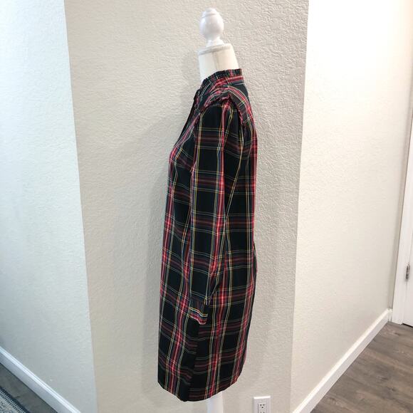 J. Crew Black Tartan Long Sleeve Shift Dress - Picture 6 of 12